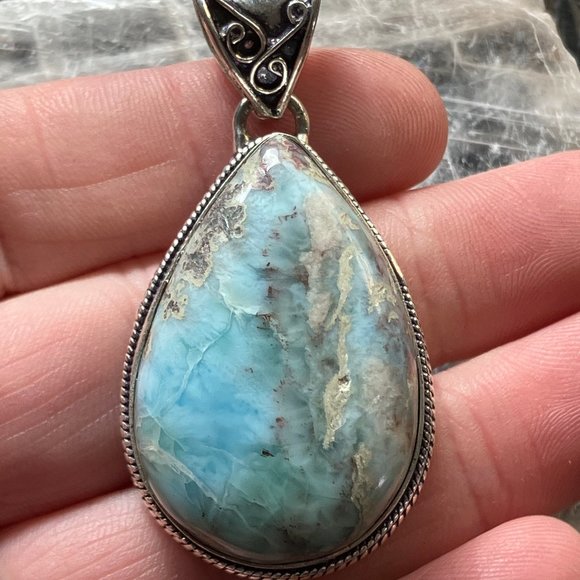 Natural Larimar Stone Jewelry Crystal Pendant - Picture 5 of 9